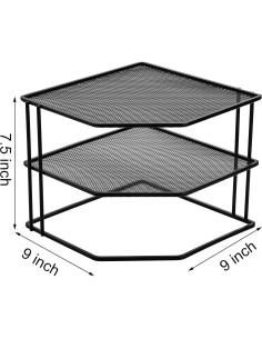 Estante de esquina Yarlung de 3 niveles, negro, 22.86x22.86 cm 2