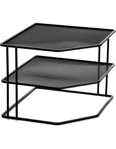Estante de esquina Yarlung de 3 niveles, negro, 22.86x22.86 cm