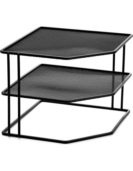 Estante de esquina Yarlung de 3 niveles, negro, 22.86x22.86 cm