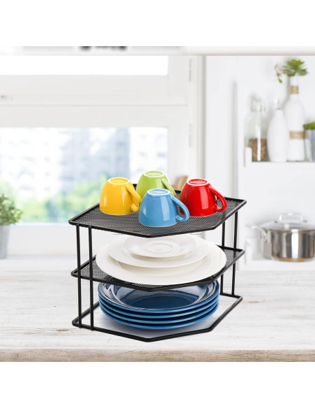 Estante de esquina Yarlung de 3 niveles, negro, 22.86x22.86 cm