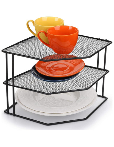 Estante de esquina Yarlung de 3 niveles, negro, 22.86x22.86 cm