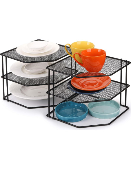 Estante de esquina Yarlung de 3 niveles, negro, 22.86x22.86 cm