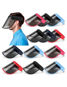 12 Gorras Visera Solar UV Ajustables PVC para Adultos