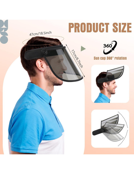 12 Gorras Visera Solar UV Ajustables PVC para Adultos