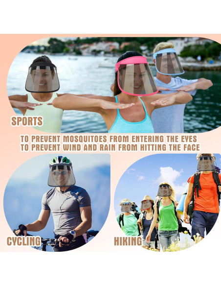12 Gorras Visera Solar UV Ajustables PVC para Adultos