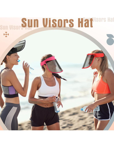 12 Gorras Visera Solar UV Ajustables PVC para Adultos