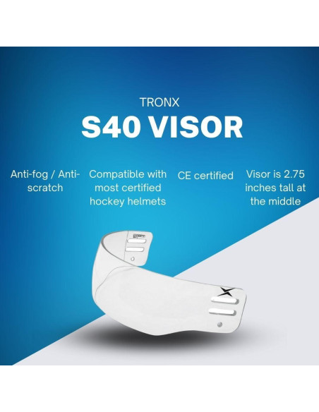 Visera Cortada Ventilada TronX S40 para Hockey Transparente CE