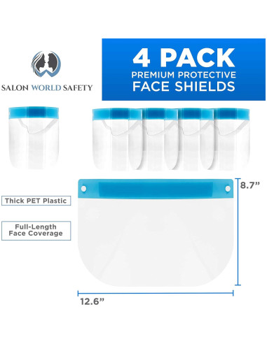 Escudos Faciales de Seguridad Salon World - Paquete de 4 Antivaho