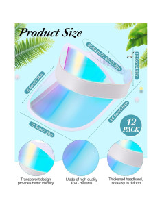 Conjunto 12 Sombreros Visera y 12 Paquetes Cintura Holográficos Jeyiour 2
