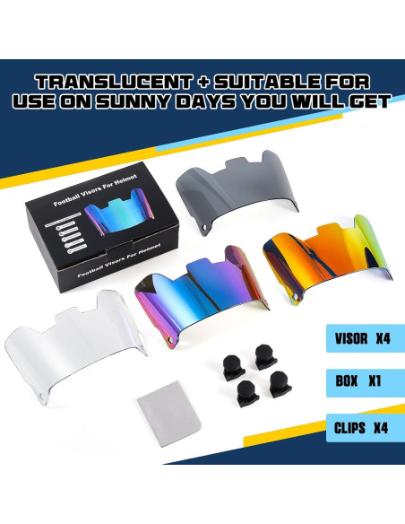 Viseras de Fútbol Umigy 4 Pcs para Casco Adulto UV Resistente