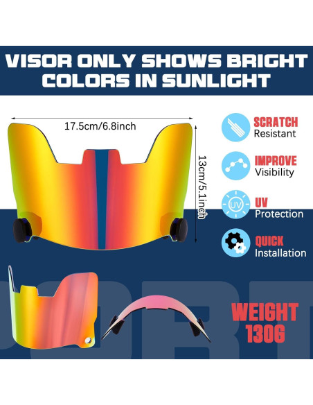 Viseras de Fútbol Umigy 4 Pcs para Casco Adulto UV Resistente