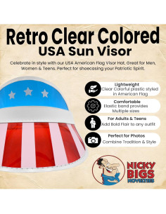 Gorra Visor Patriótico Nicky Bigs - Bandera Americana 20 cm 2