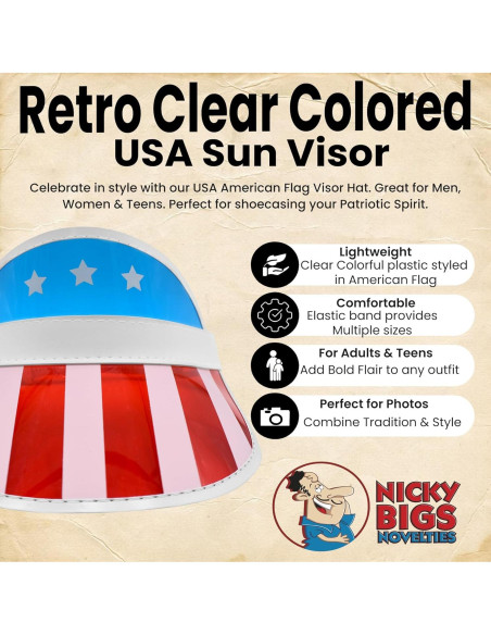 Gorra Visor Patriótico Nicky Bigs - Bandera Americana 20 cm Gorra Visor Patriótico Nicky Bigs - Bandera Americana 20 cm
