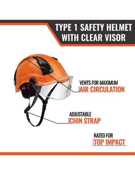 Casco de Seguridad APEX Malta Dynamics con Visor Claro Naranja Casco de Seguridad APEX Malta Dynamics con Visor Claro Naranja