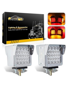 Luces LED de Pedestal Cuadradas Partsam 52 LEDs Ámbar/Rojo