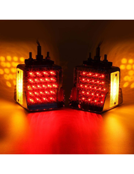 Luces LED de Pedestal Cuadradas Partsam 52 LEDs Ámbar/Rojo