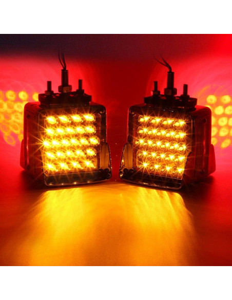 Luces LED de Pedestal Cuadradas Partsam 52 LEDs Ámbar/Rojo