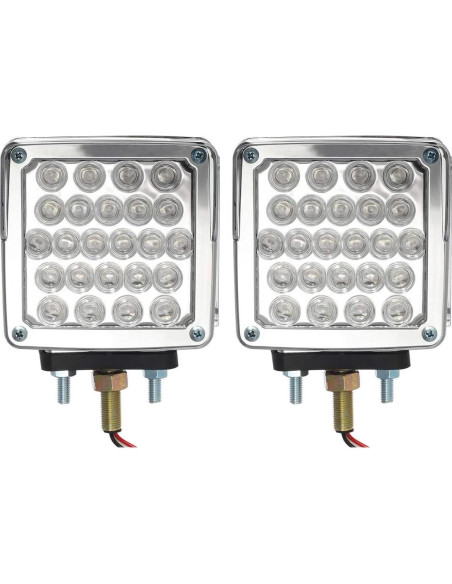 Luces LED de Pedestal Cuadradas Partsam 52 LEDs Ámbar/Rojo