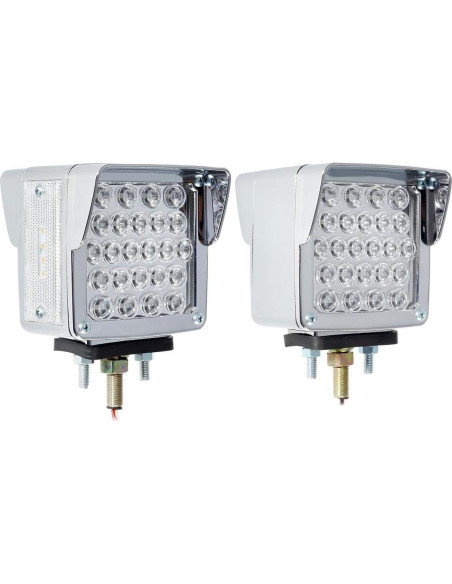 Luces LED de Pedestal Cuadradas Partsam 52 LEDs Ámbar/Rojo