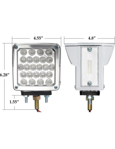 Luces LED de Pedestal Cuadradas Partsam 52 LEDs Ámbar/Rojo