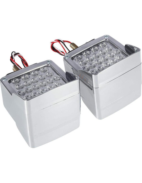 Luces LED de Pedestal Cuadradas Partsam 52 LEDs Ámbar/Rojo