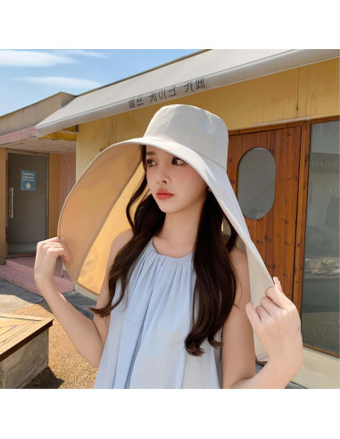 Sombrero de sol para mujer con ala ancha y protección UV