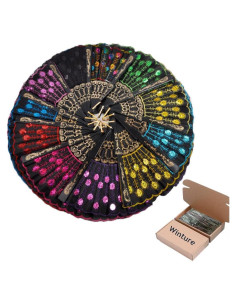 10 Abanicos Plegables Winture Pavo Real Bordado 23 cm