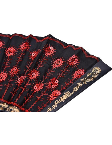 10 Abanicos Plegables Winture Pavo Real Bordado 23 cm