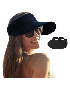 Sombrero Visera Ancha UV 50+ para Mujeres - 2 Piezas Negro