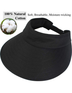 Sombrero Visera Ancha UV 50+ para Mujeres - 2 Piezas Negro 2