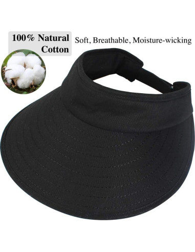 Sombrero Visera Ancha UV 50+ para Mujeres - 2 Piezas Negro