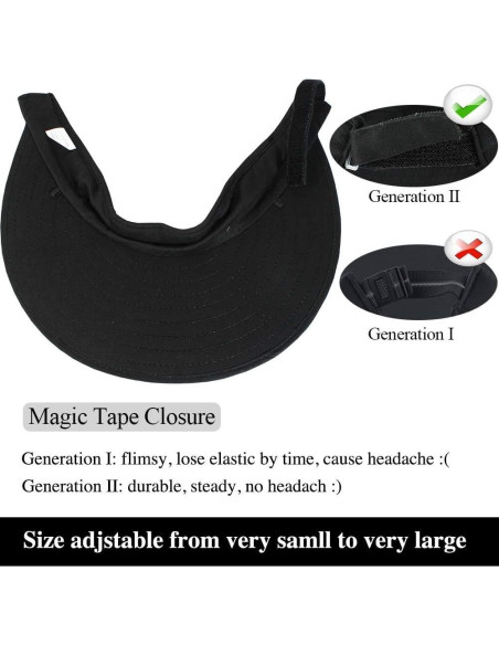 Sombrero Visera Ancha UV 50+ para Mujeres - 2 Piezas Negro