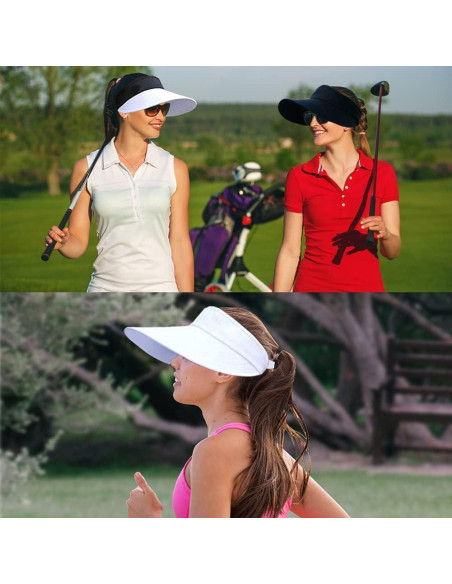 Sombrero Visera Ancha UV 50+ para Mujeres - 2 Piezas Negro