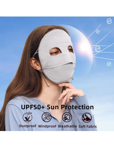 Cubierta Facial Solar UPF 50+ para Mujeres - Transpirable Gris 2