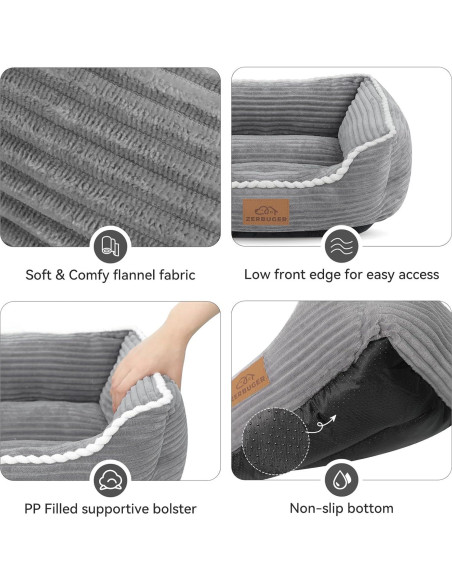 Cama Suave para Gatos y Perros ZBGUS Pequeña Gris Antideslizante