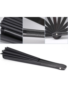 Abanico Plegable HONSHEN Negro 33 cm Tradicional Chino 2
