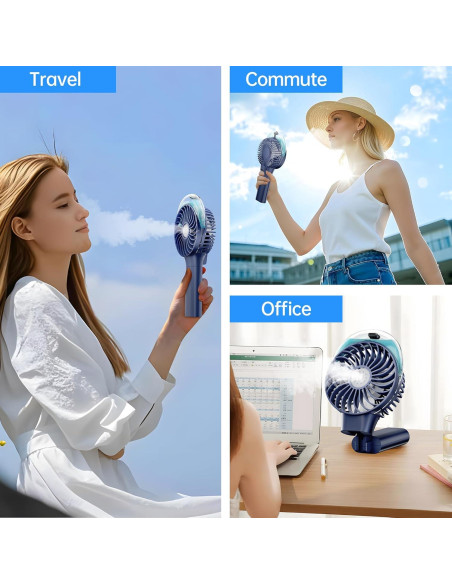 Ventilador de Mano PANERGY F006 con Rocío Recargable Azul