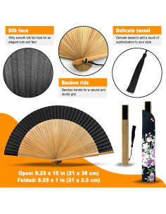 Abanico Plegable OMyFans de Bambú y Seda - 20.96x38.1cm 2