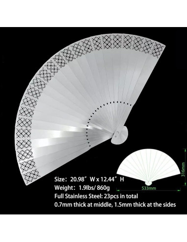 Ventilador de Mano Plegable Geesonyarn de Acero Inoxidable 53cm