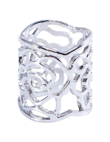 Anillo de Hebilla de Bufanda Rosa Hueca Plata para Mujeres