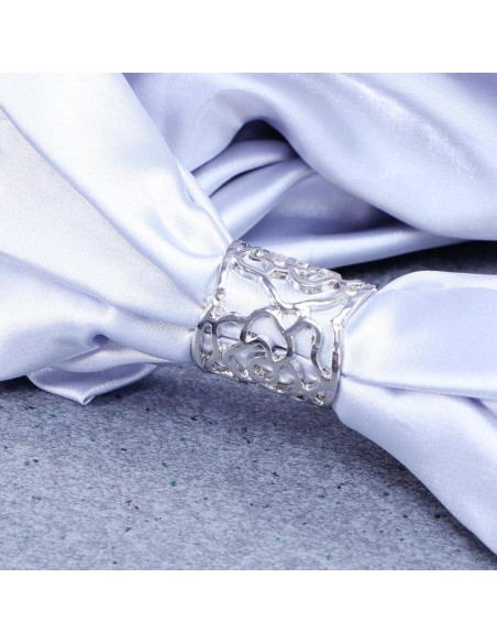 Anillo de Hebilla de Bufanda Rosa Hueca Plata para Mujeres