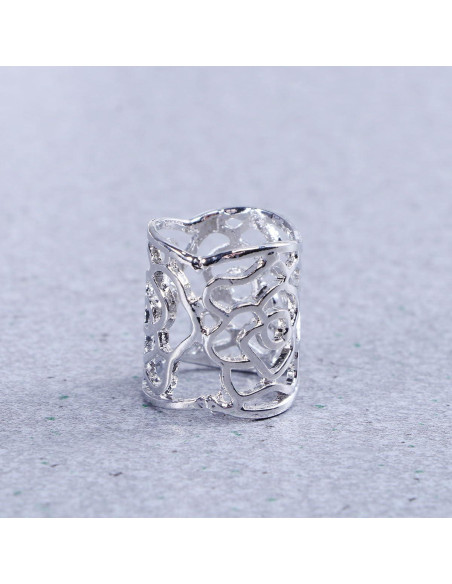 Anillo de Hebilla de Bufanda Rosa Hueca Plata para Mujeres