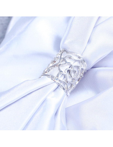 Anillo de Hebilla de Bufanda Rosa Hueca Plata para Mujeres