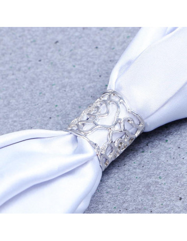 Anillo de Hebilla de Bufanda Rosa Hueca Plata para Mujeres