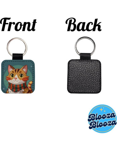 Llavero Gato Atigrado Bufanda Invierno Cuero Sintético
