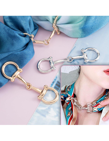 2 Anillos de Hebilla de Bufanda Horsebit Oro Plata - Mujeres