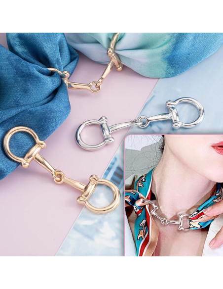 2 Anillos de Hebilla de Bufanda Horsebit Oro Plata - Mujeres