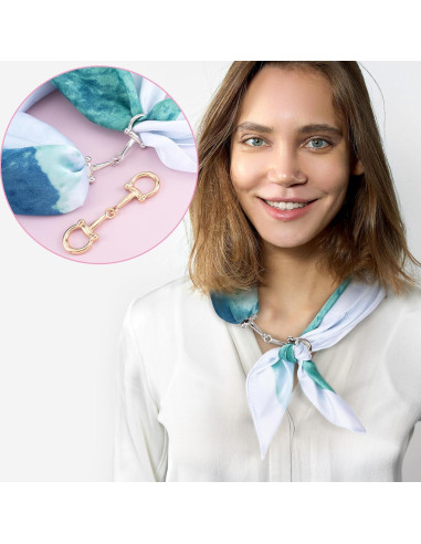 2 Anillos de Hebilla de Bufanda Horsebit Oro Plata - Mujeres