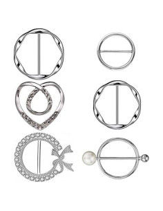 6 Clips de Anillo para Bufanda de Seda Yasowdkel - Aleación de Zinc