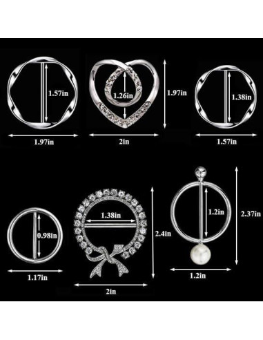 6 Clips de Anillo para Bufanda de Seda Yasowdkel - Aleación de Zinc